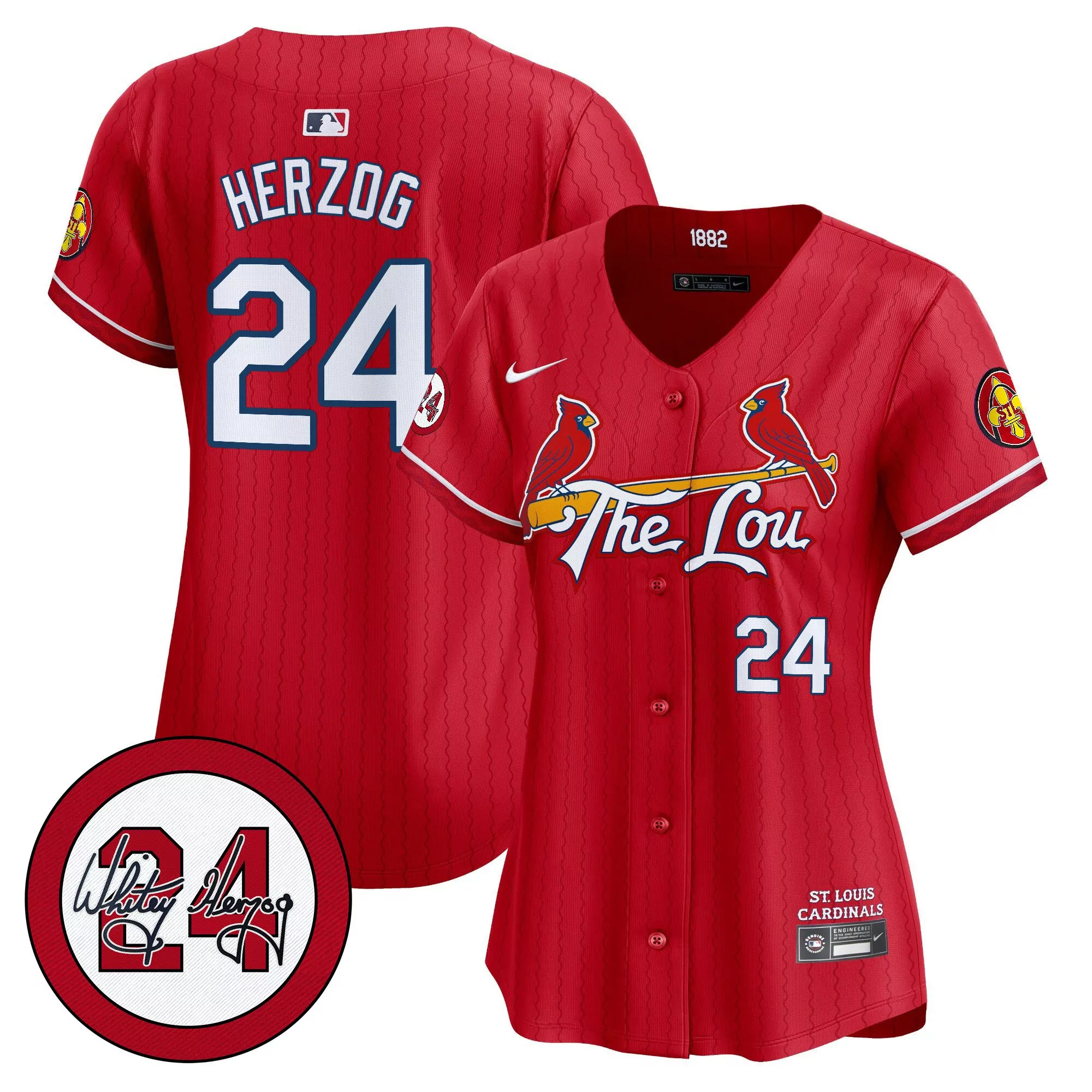 whitey herzog red womens st louis cardinals 2024 city connect whitey herzog patch vapor premier limited jersey all stitc