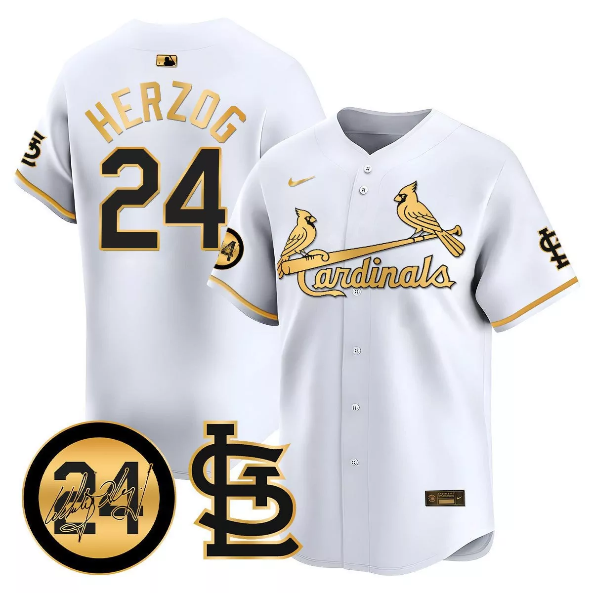 whitey herzog white gold mens st louis cardinals memorial vapor premier limited jersey all stitched