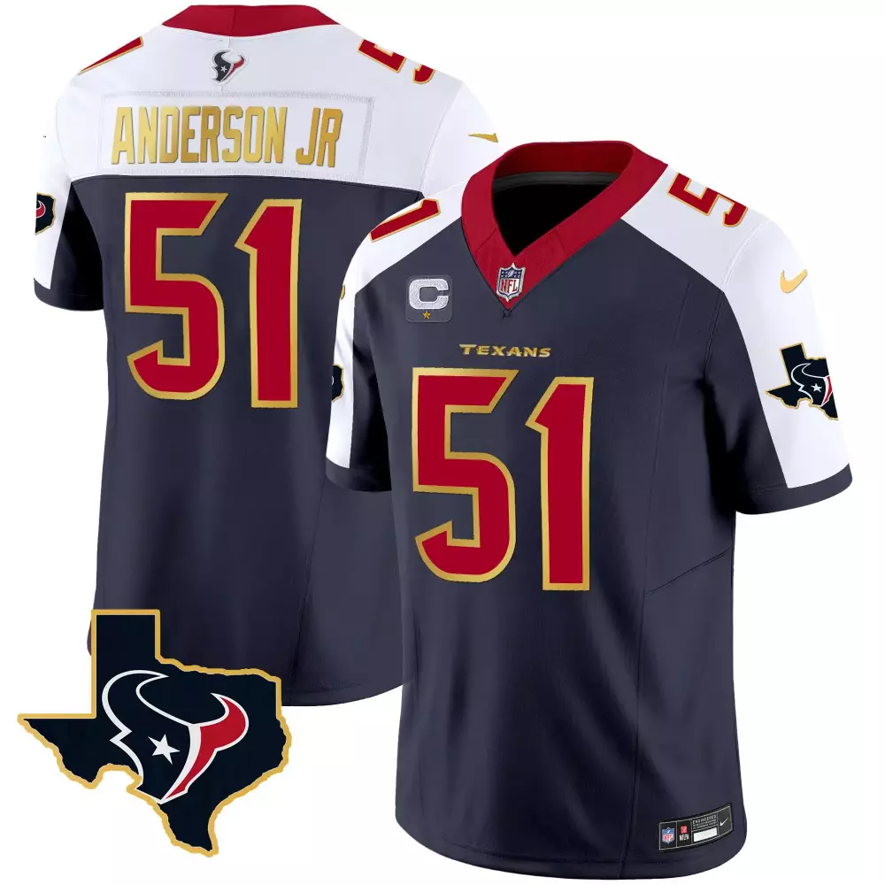 will anderson jr alternate mens houston texans 2024 texas patch gold vapor limited jersey all stitched