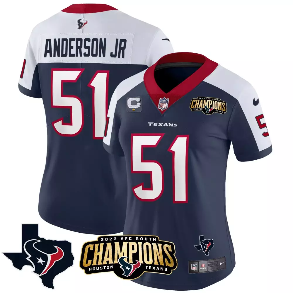 will anderson jr alternate womens houston texans 2023 afc south champions patch vapor jersey all stitched