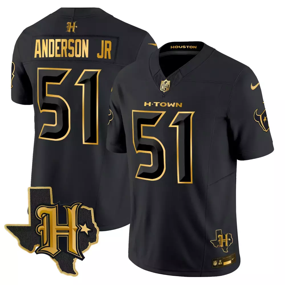 will anderson jr black gold mens houston texans 2023 afc south champions patch gold vapor jersey all stitched