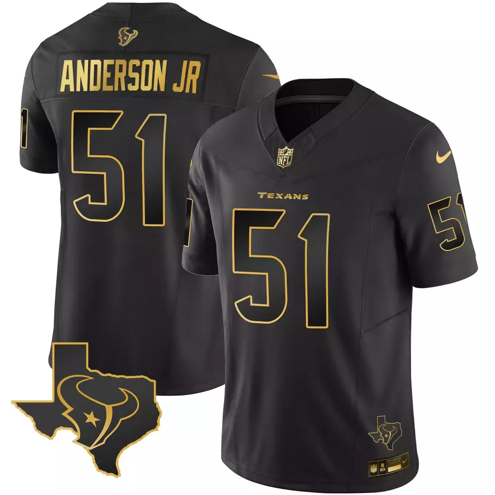 will anderson jr black gold mens houston texans 2023 afc south champions patch gold vapor jersey all stitched