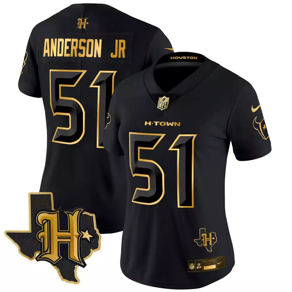 will anderson jr black gold mens houston texans 2023 afc south champions patch gold vapor jersey all stitched