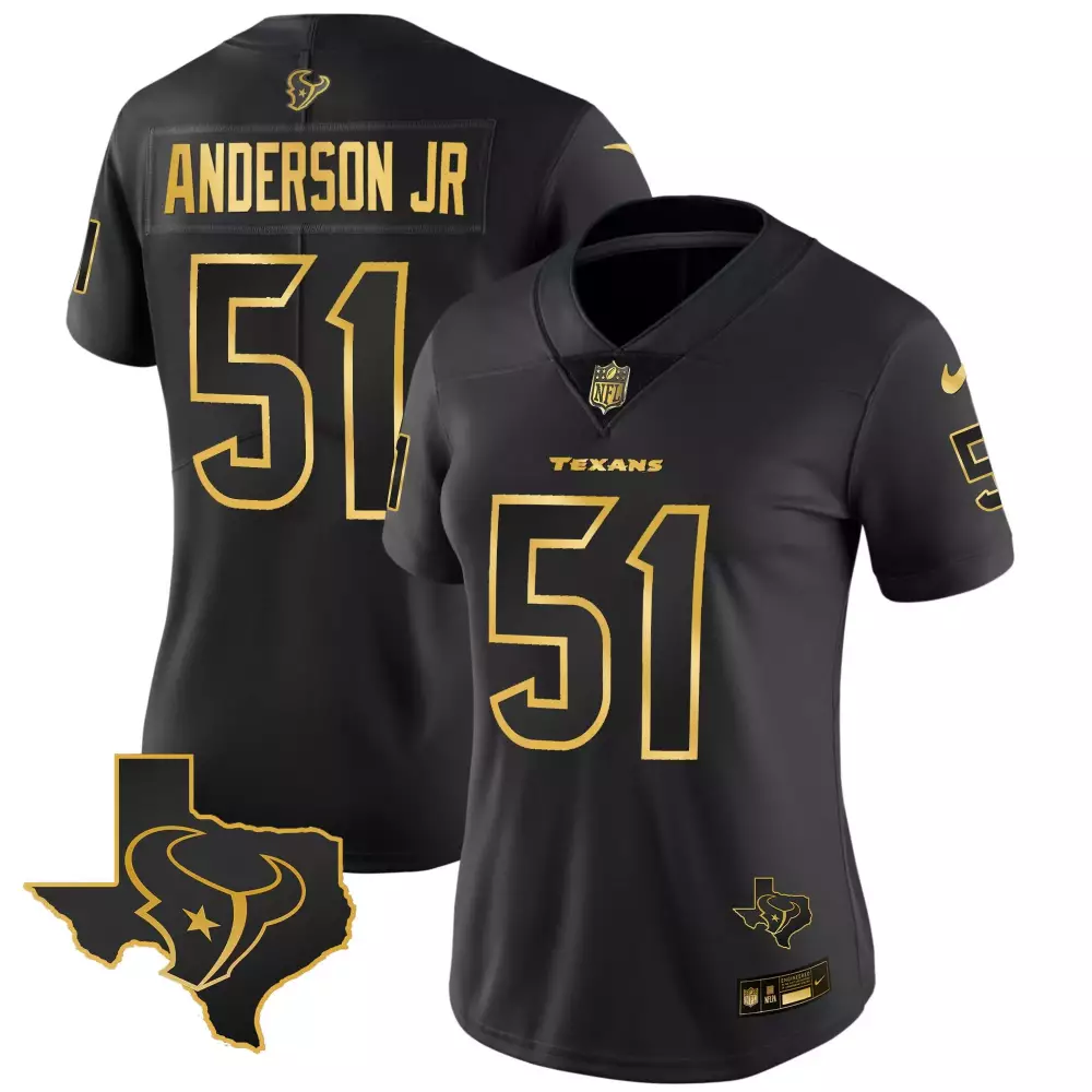 will anderson jr black gold womens houston texans gold vapor limited jersey all stitched