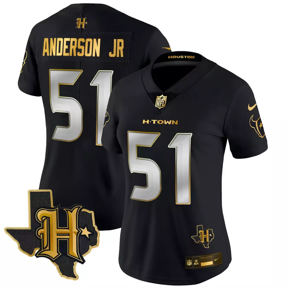will anderson jr black limited womens houston texans 2024 texas patch gold vapor limited jersey all stitched