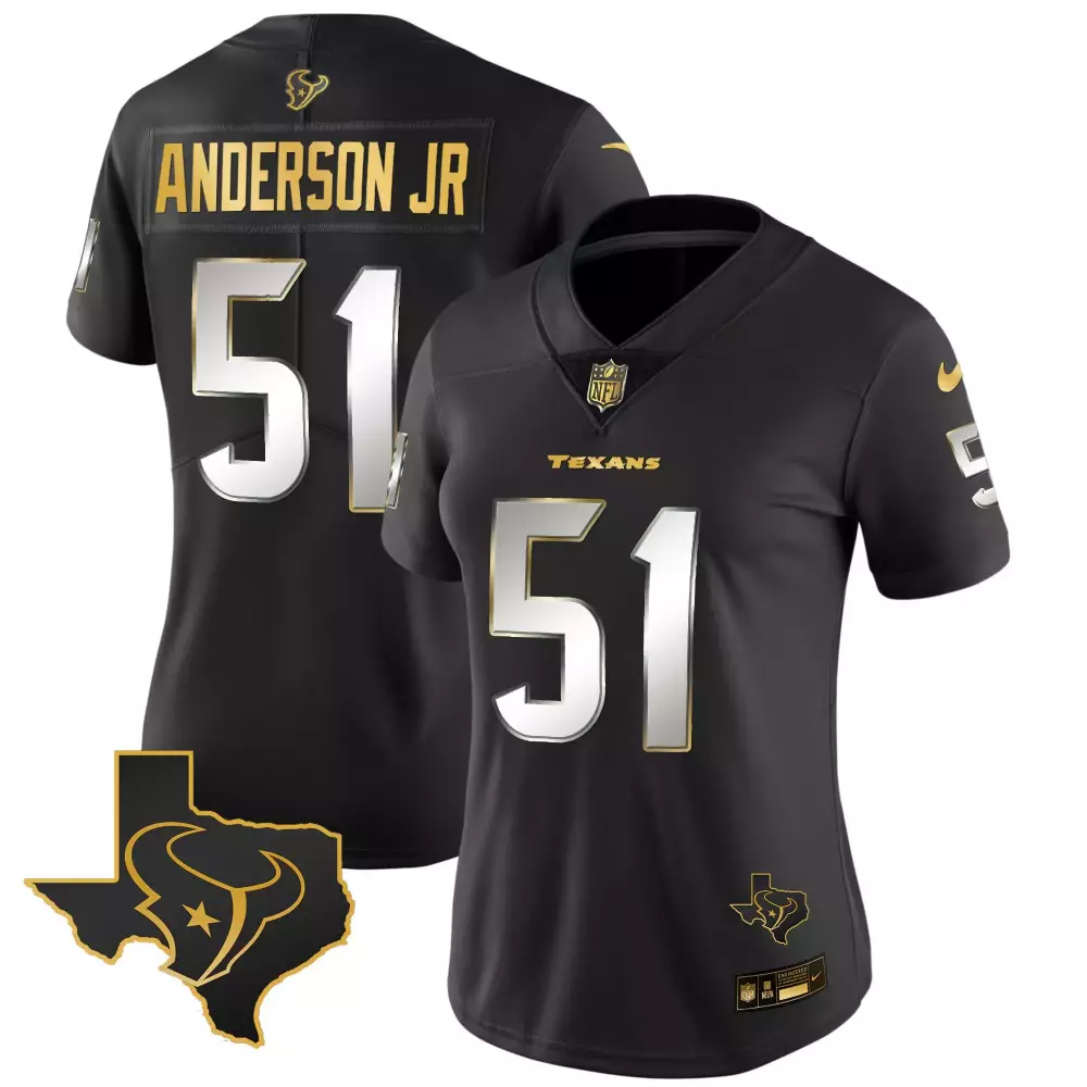 will anderson jr black limited womens houston texans 2024 texas patch gold vapor limited jersey all stitched