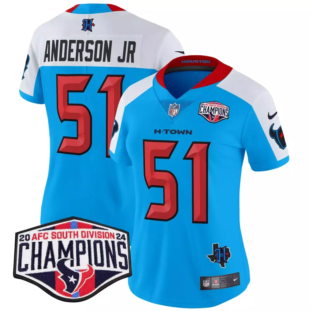 will anderson jr blue alternate womens houston texans 2024 afc south division champions patch vapor limited jersey all s