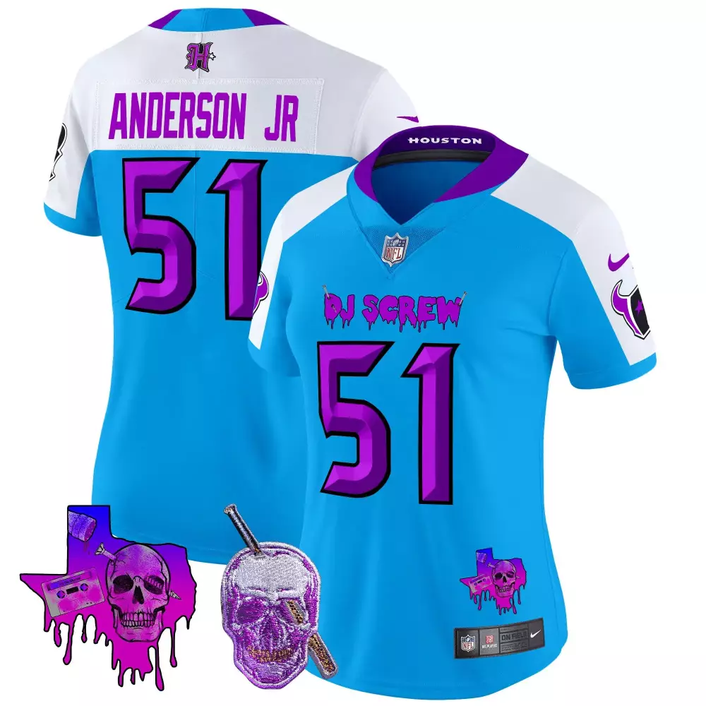 will anderson jr blue alternate womens houston texans 2024 afc south division champions patch vapor limited jersey all s
