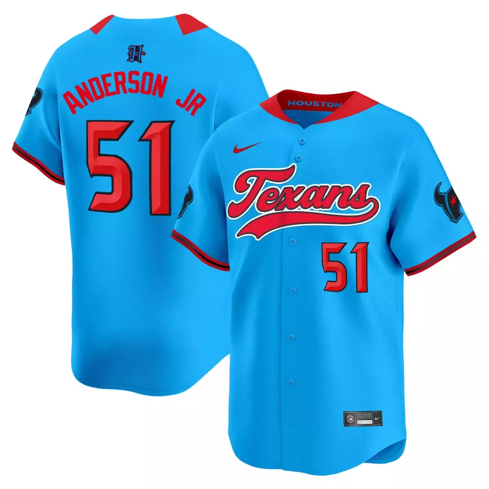 will anderson jr blue mens houston texans 2024 baseball jersey all stitched