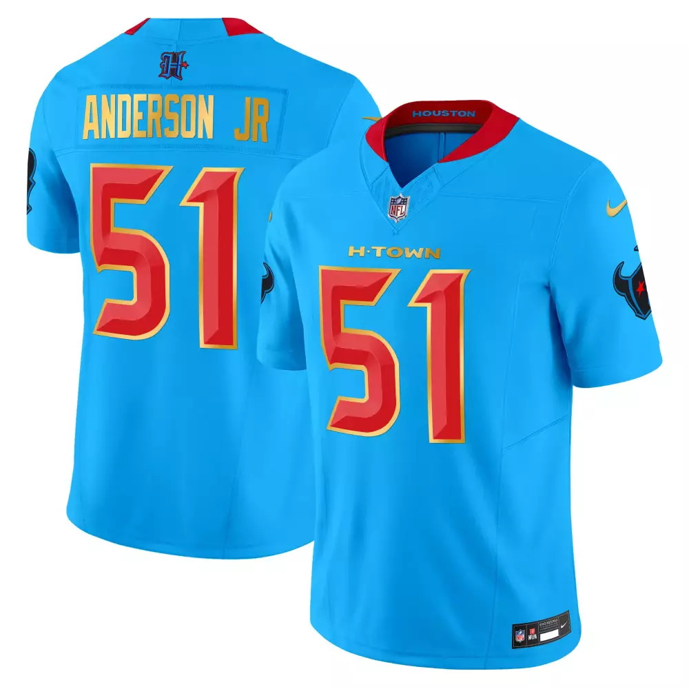 will anderson jr blue mens houston texans 2024 baseball jersey all stitched