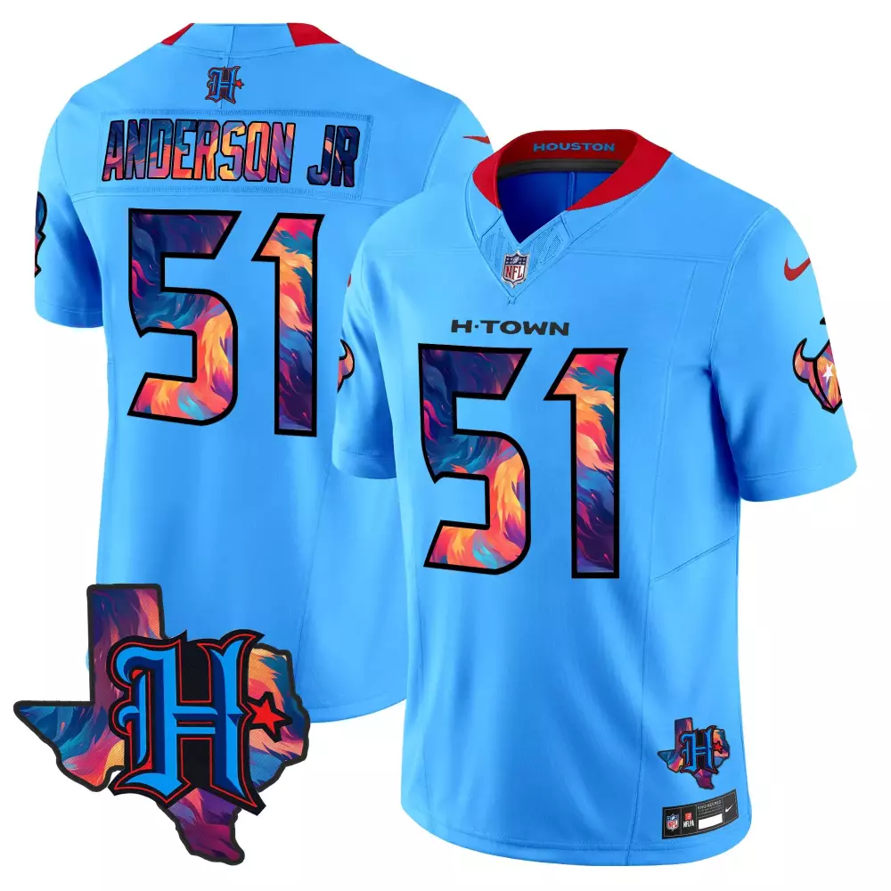 will anderson jr blue mens houston texans 2024 baseball jersey all stitched