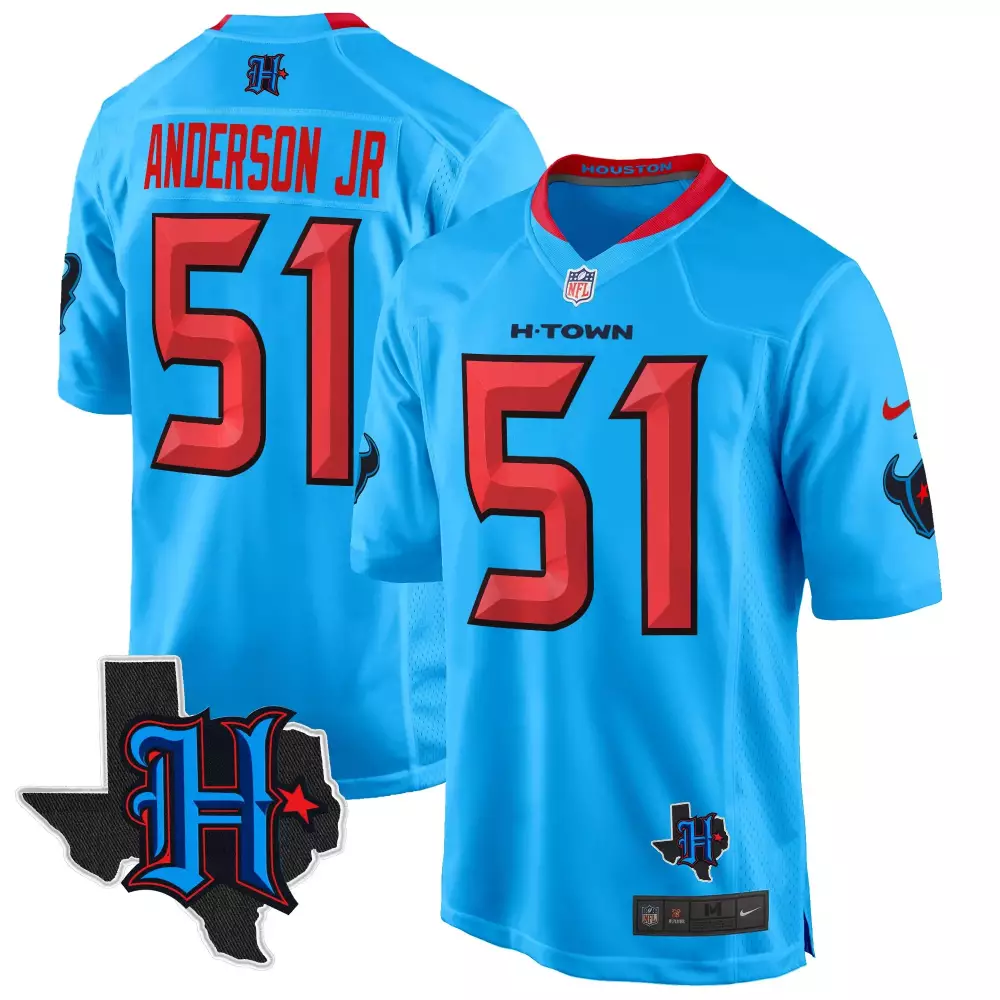 will anderson jr blue mens houston texans 2024 texas patch game jersey all stitched