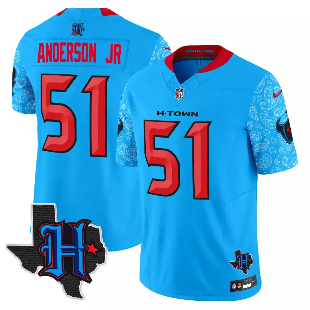will anderson jr blue mens houston texans 2024 texas patch game jersey all stitched