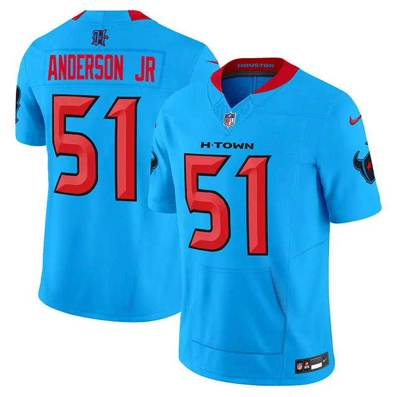 will anderson jr blue mens houston texans 2024 vapor hand warmer jersey all stitched