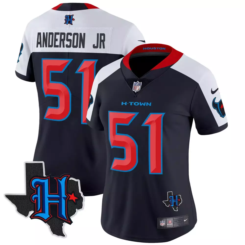 will anderson jr navy alternate womens houston texans 2024 texas patch vapor limited jersey all stitched