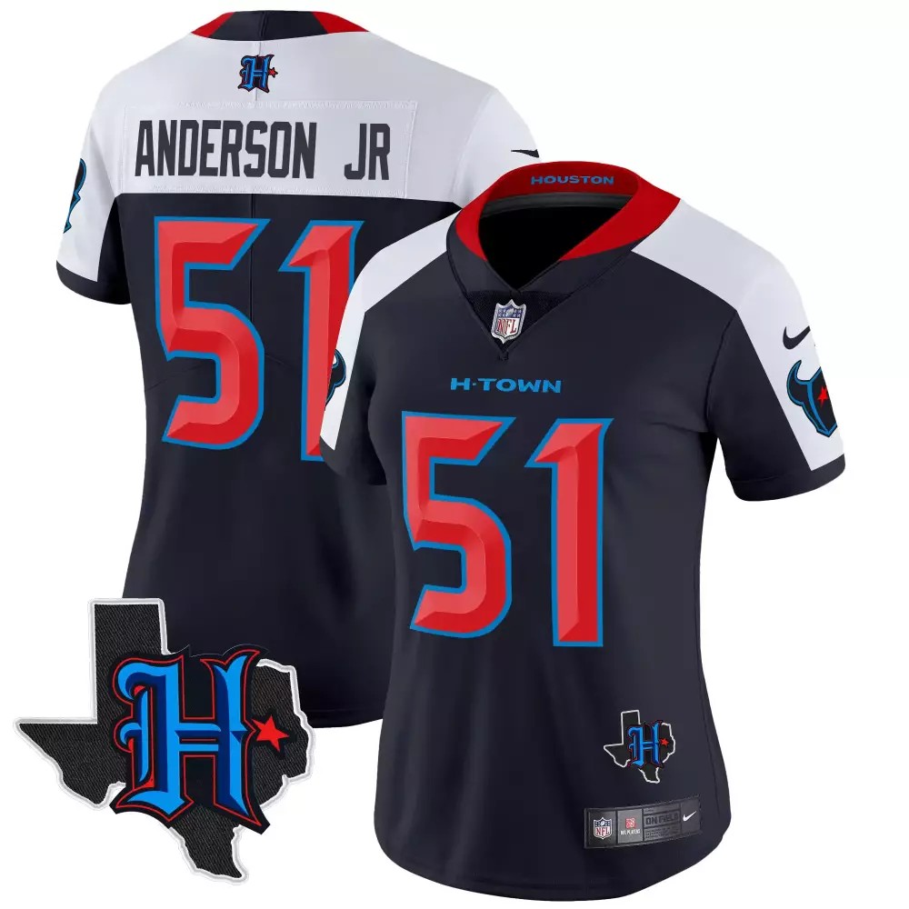 will anderson jr navy alternate womens houston texans 2024 texas patch vapor limited jersey all stitched