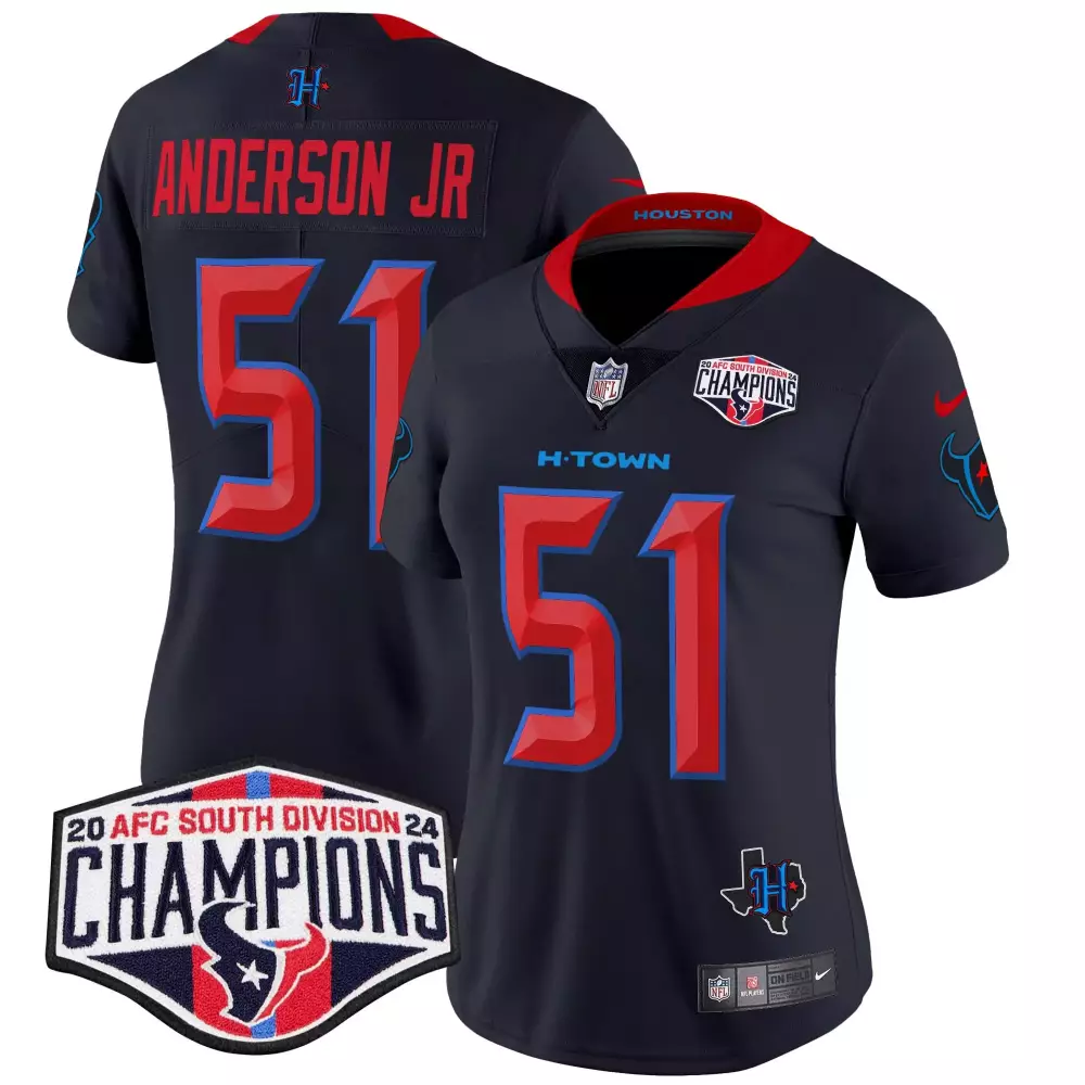 will anderson jr navy limited womens houston texans 2024 afc south division champions patch vapor limited jersey all sti