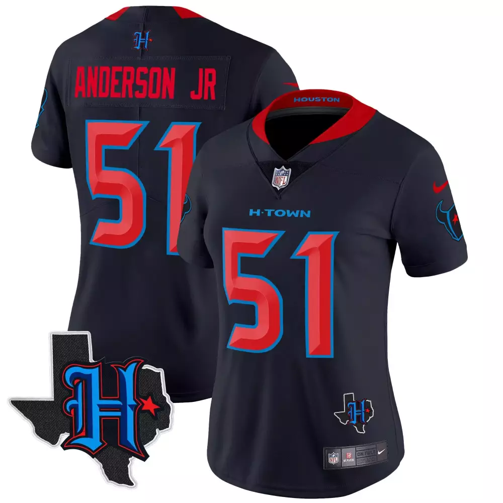 will anderson jr navy limited womens houston texans 2024 afc south division champions patch vapor limited jersey all sti