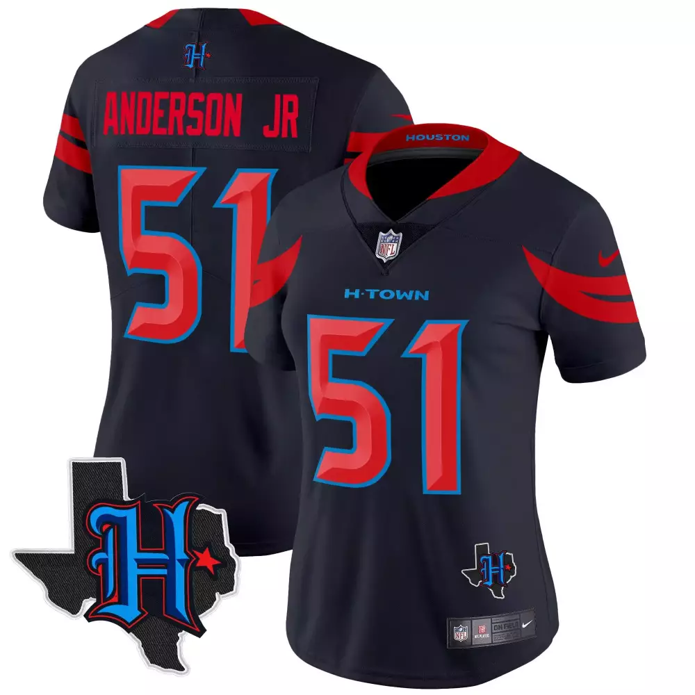 will anderson jr navy limited womens houston texans 2024 afc south division champions patch vapor limited jersey all sti