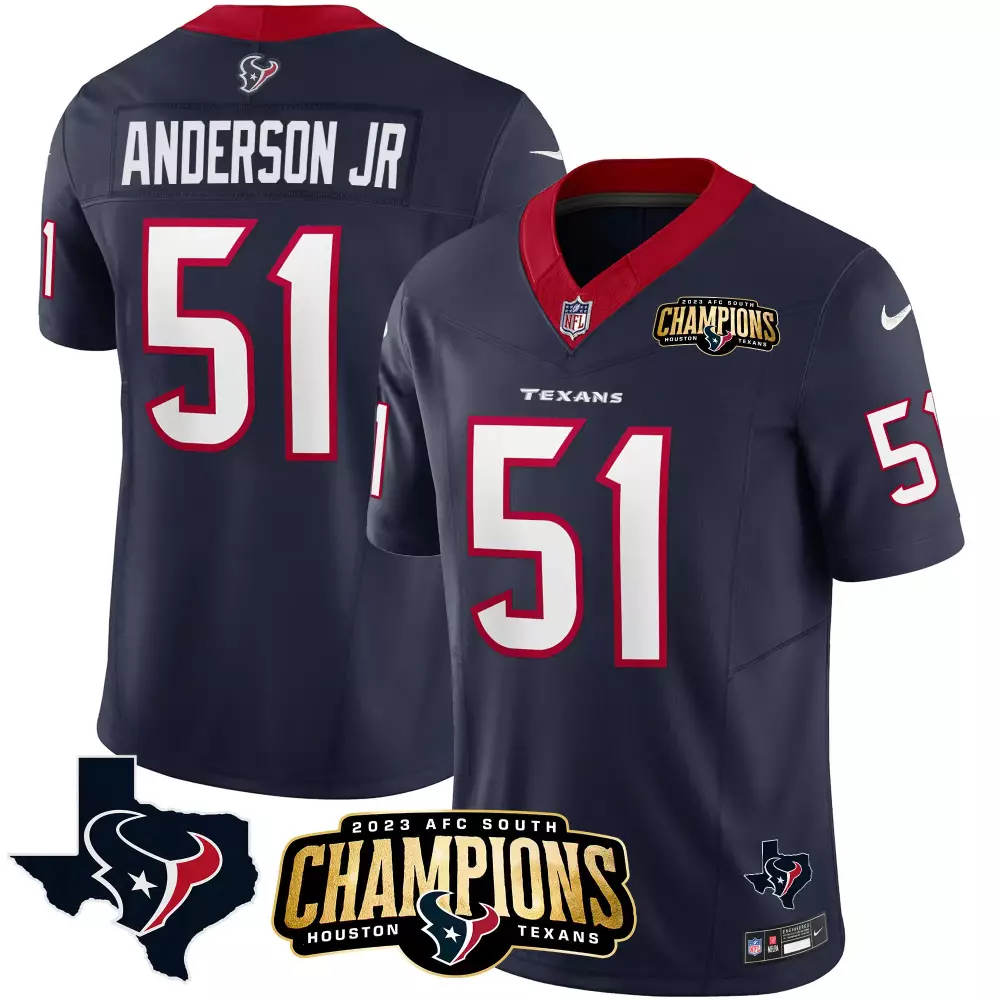 will anderson jr navy mens houston texans 2023 afc south champions patch vapor jersey all stitched