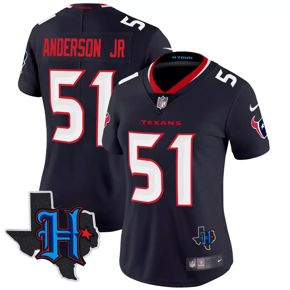 will anderson jr navy womens houston texans 2024 texas patch vapor limited jersey all stitched