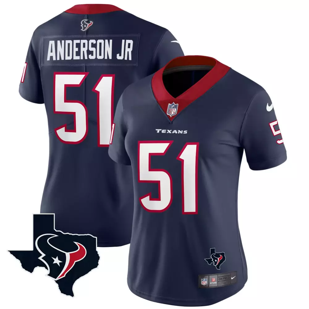 will anderson jr navy womens houston texans 2024 texas patch vapor limited jersey all stitched