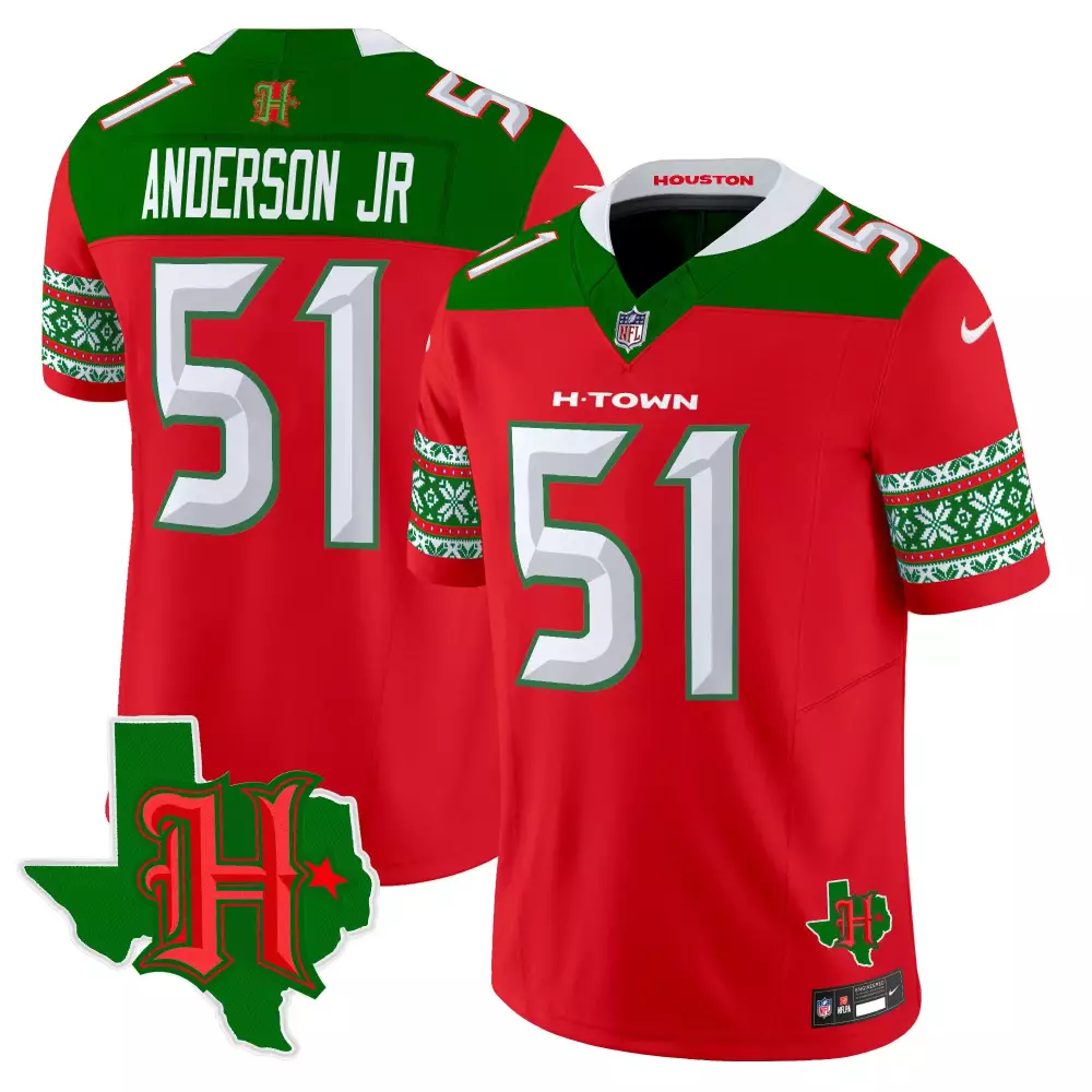 will anderson jr red mens houston texans 2024 christmas vapor limited jersey all stitched