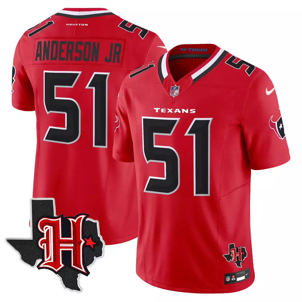 will anderson jr red mens houston texans 2024 texas patch vapor limited jersey all stitched