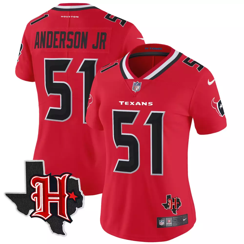 will anderson jr red womens houston texans 2024 texas patch vapor limited jersey v5 all stitched