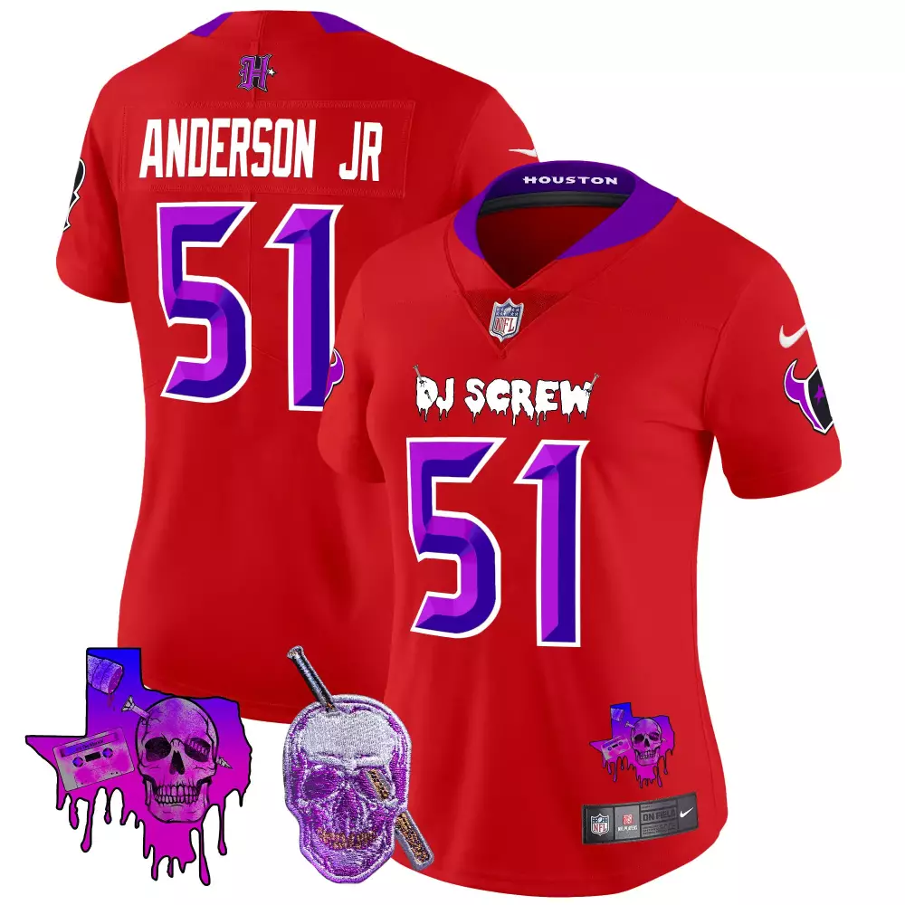 will anderson jr red womens houston texans dj screw vapor limited jersey all stitched