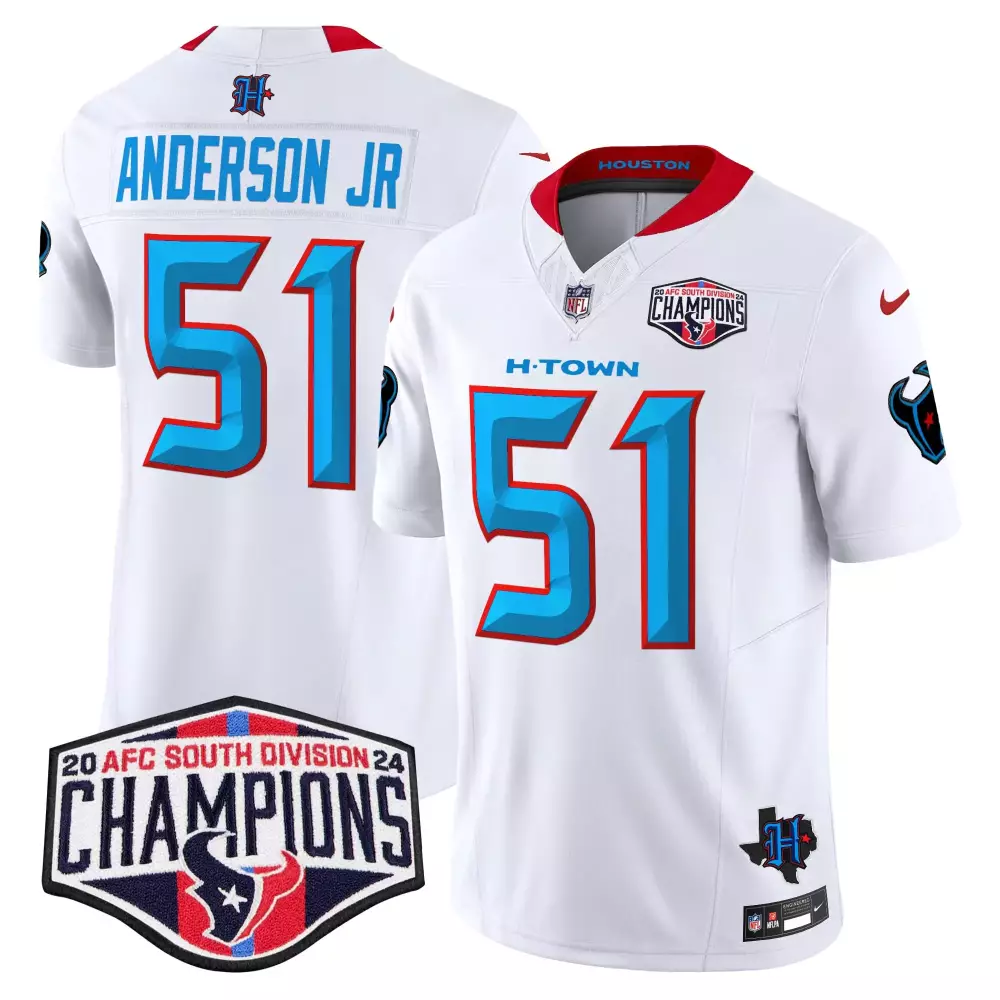 will anderson jr white mens houston texans 2024 afc south division champions patch vapor limited jersey all stitched