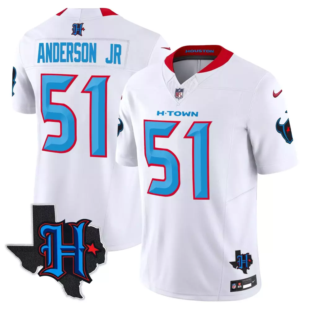 will anderson jr white mens houston texans 2024 texas patch vapor limited jersey all stitched