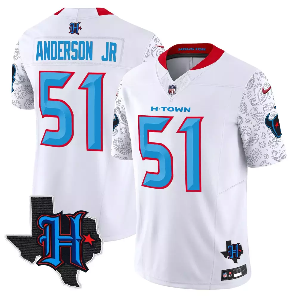 will anderson jr white mens houston texans 2024 texas patch vapor limited jersey all stitched