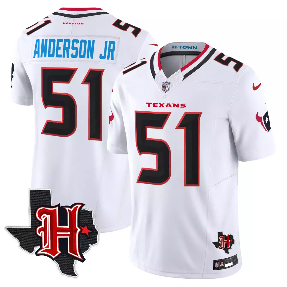 will anderson jr white mens houston texans 2024 texas patch vapor limited jersey all stitched