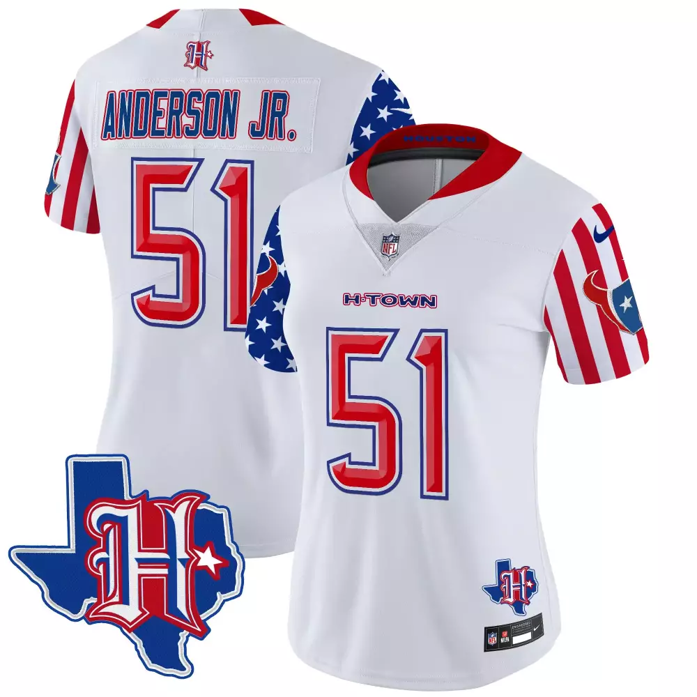 will anderson jr white womens houston texans 2024 texas patch vapor limited jersey all stitched