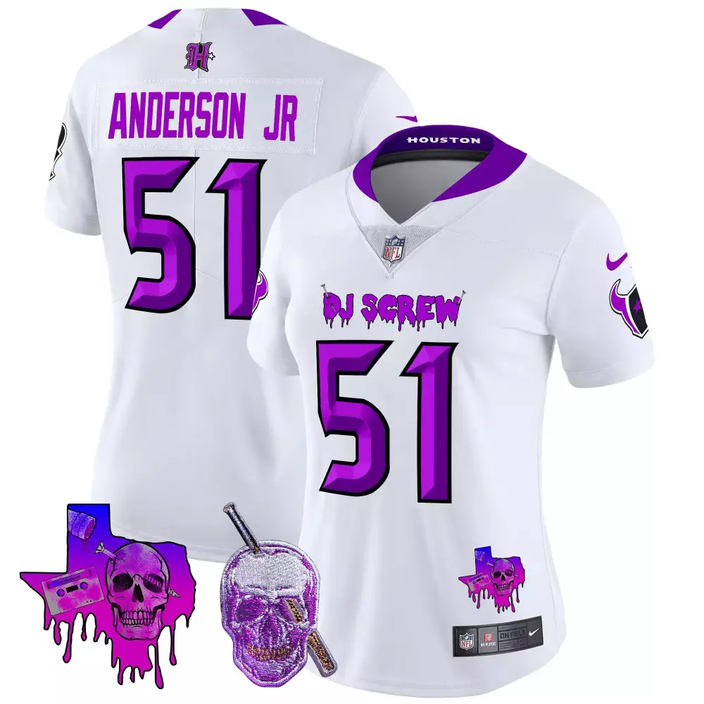 will anderson jr white womens houston texans 2024 texas patch vapor limited jersey all stitched