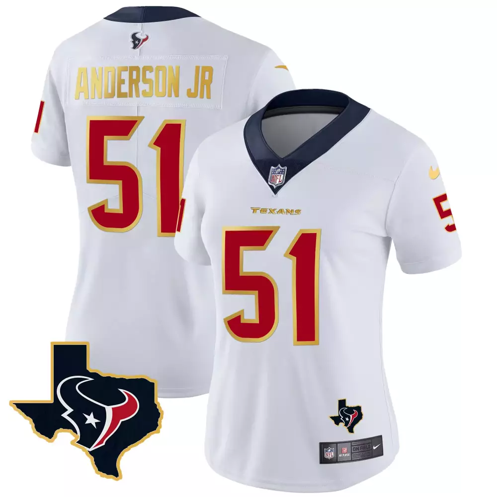 will anderson jr white womens houston texans gold trim vapor jersey all stitched