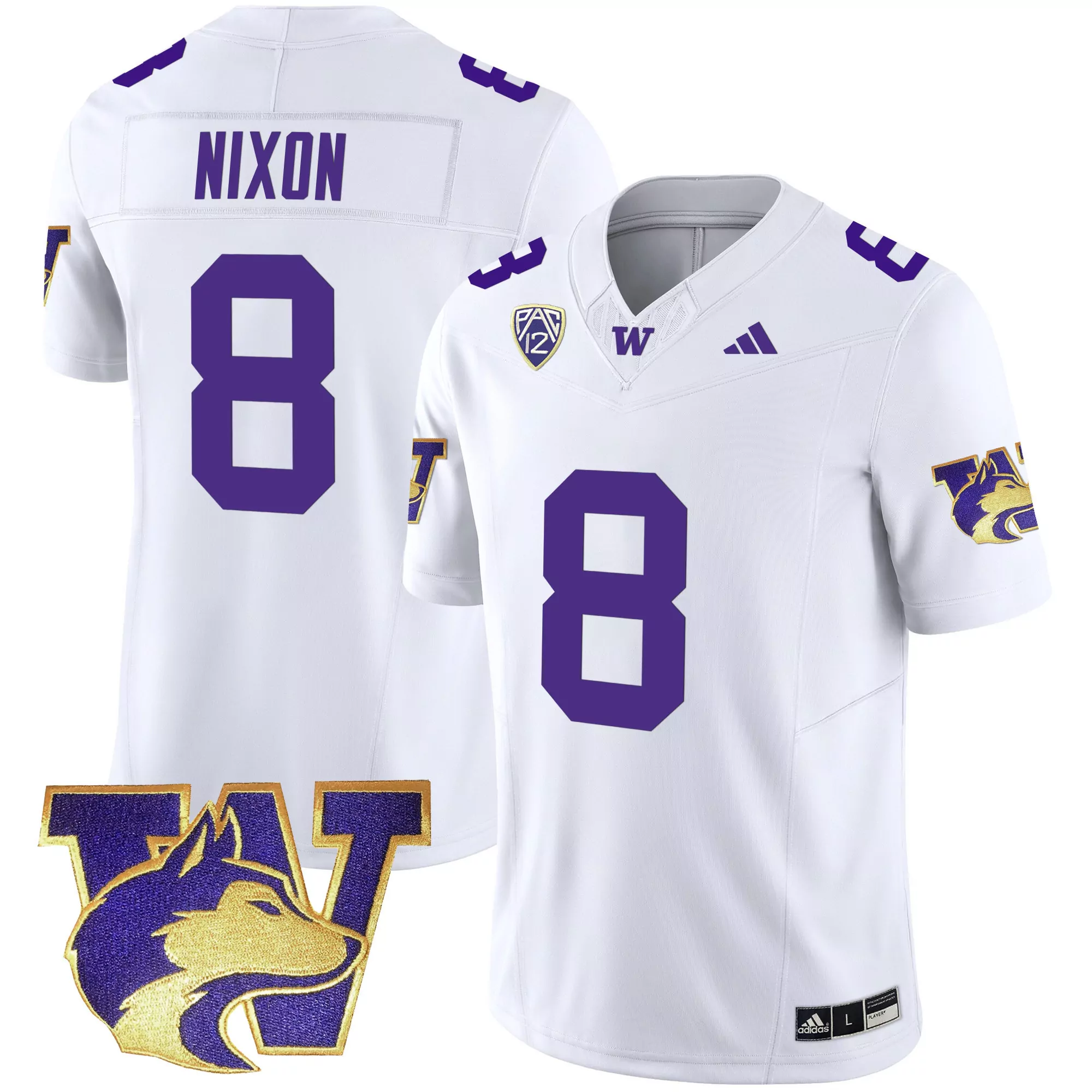 will nixon purple mens washington huskies 2024 vapor limited jersey v3 all stitched