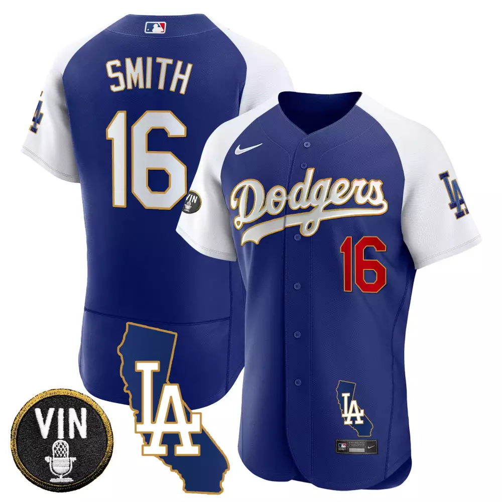 Will Smith Los Angeles Dodgers Men's Limited Jersey | Alternate Royal California Patch Gold Trim | For Men, Women & Youth