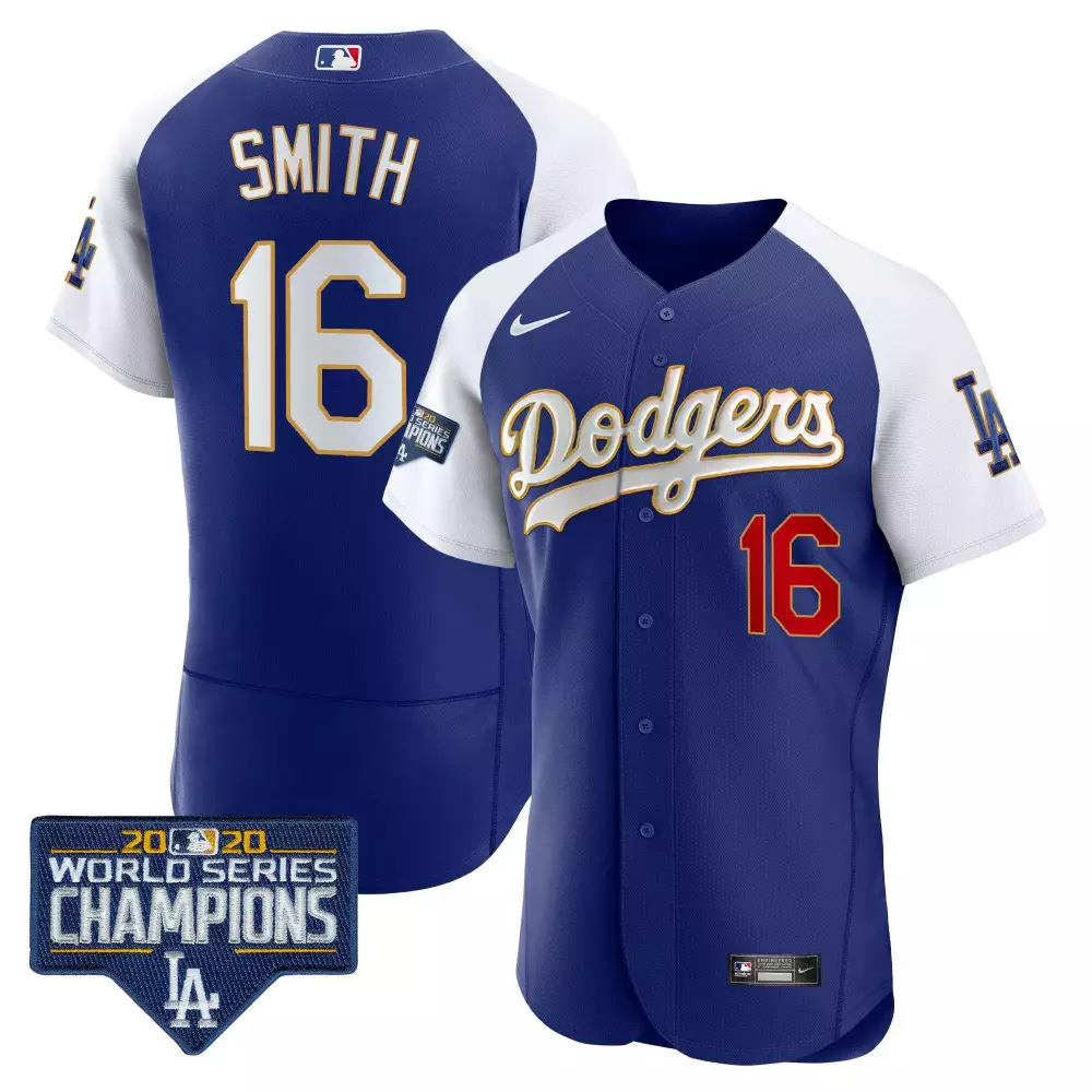 Will Smith Dodgers World Series Champions Patch Flex Base Jersey | Stitched Royal Edition | For Men, Women & Youth