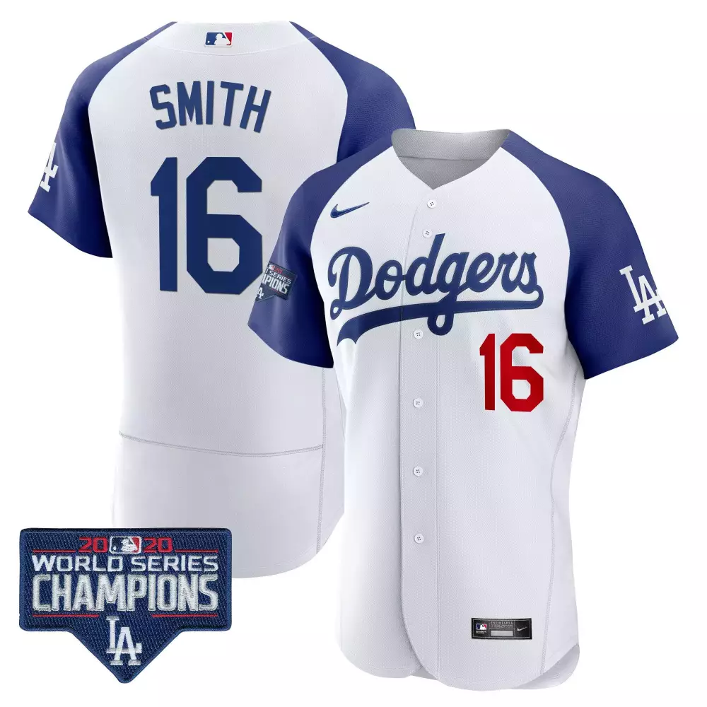 Will Smith Dodgers World Series Champions Patch Flex Base Jersey | Stitched Royal Edition | For Men, Women & Youth