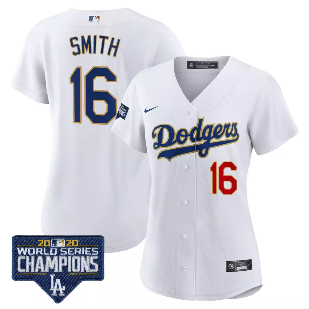 will smith white womens los angeles dodgers gold trim vapor premier limited jersey all stitched