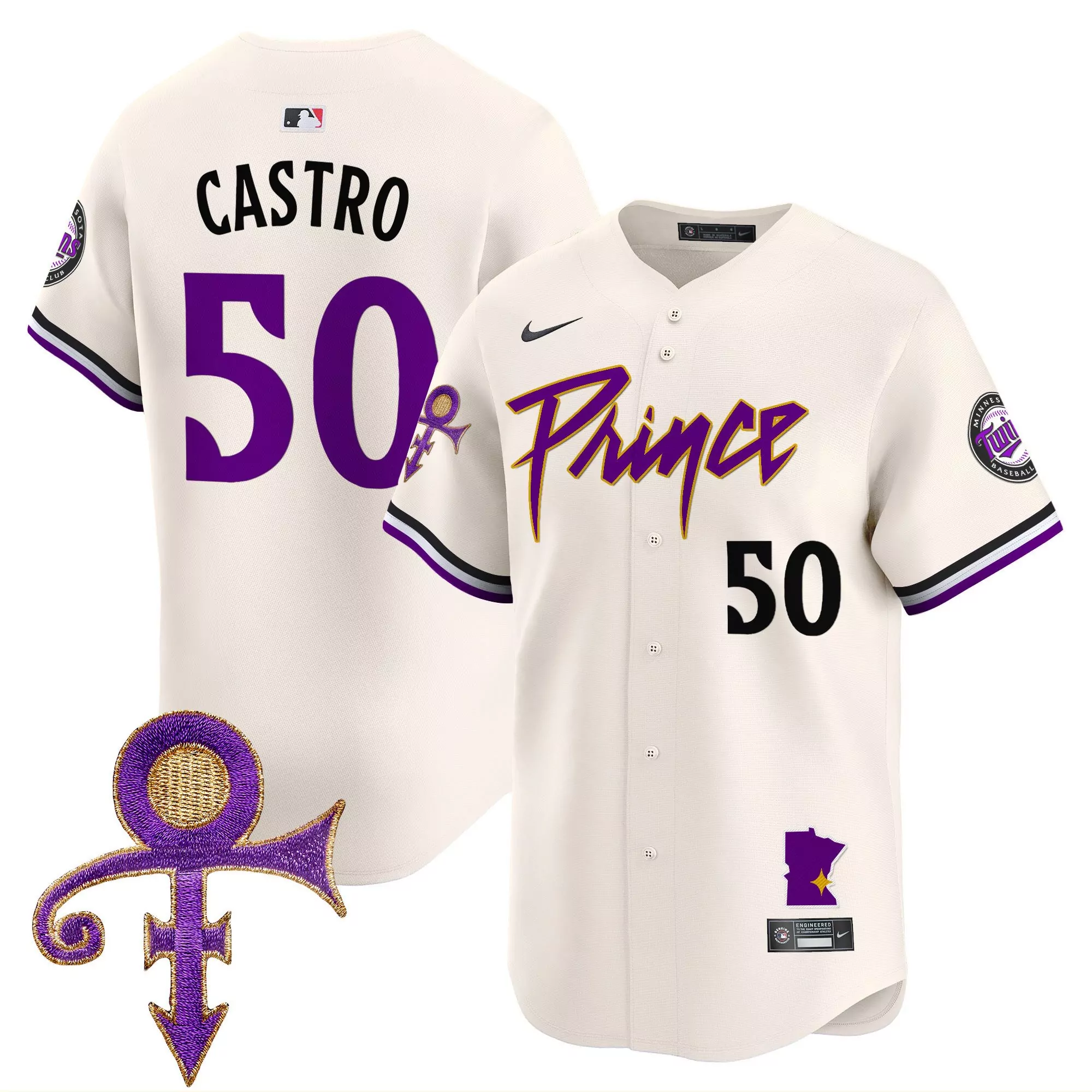 willi castro cream mens minnesota twins prince patch vapor premier limited jersey v2 all stitched