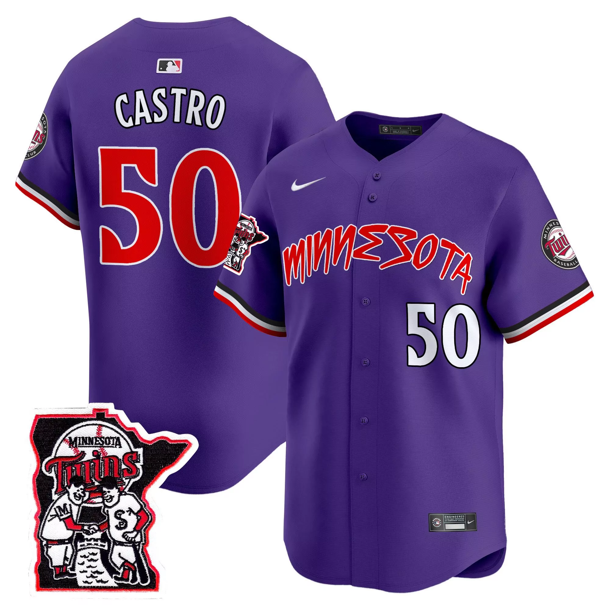 willi castro purple mens minnesota twins prince patch vapor premier limited jersey v3 all stitched