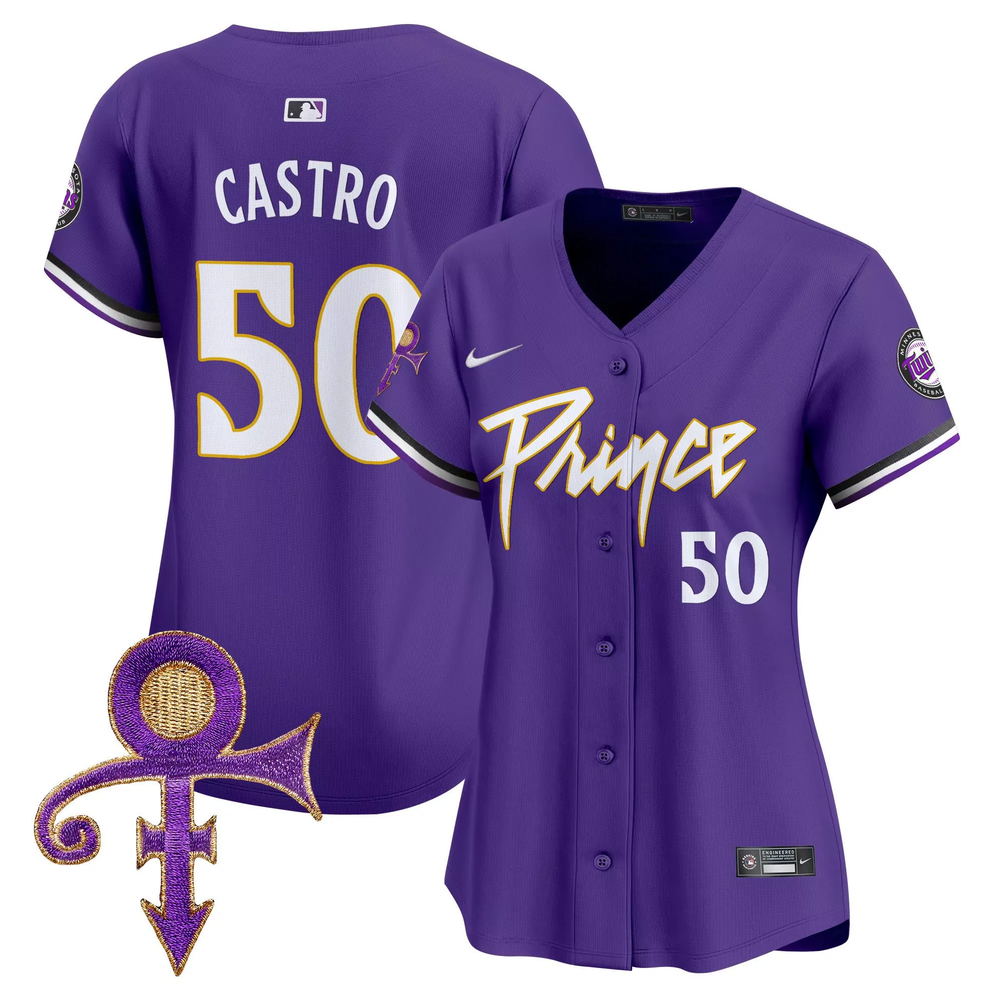 willi castro purple mens minnesota twins prince patch vapor premier limited jersey v3 all stitched