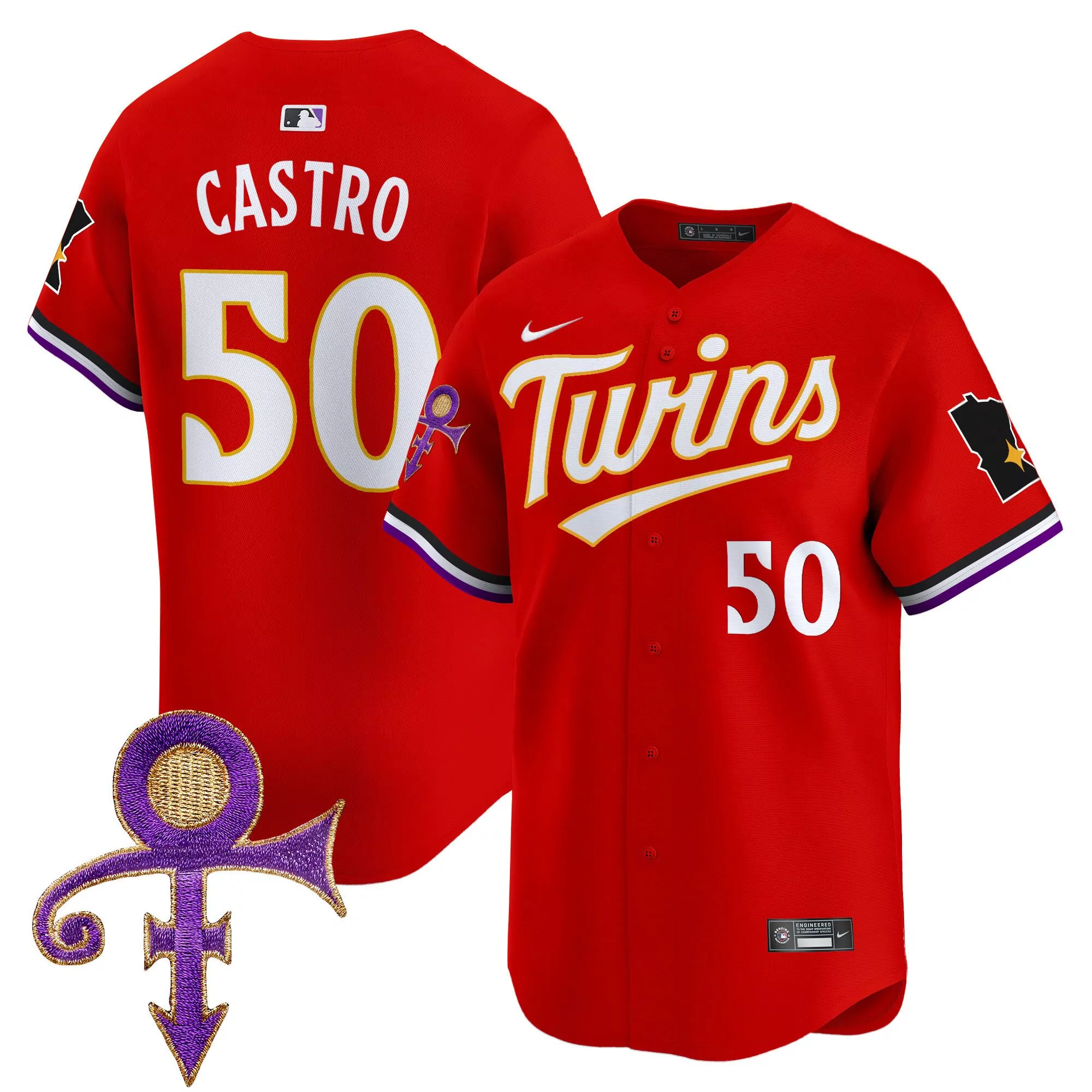 willi castro red mens minnesota twins prince patch vapor premier limited jersey all stitched