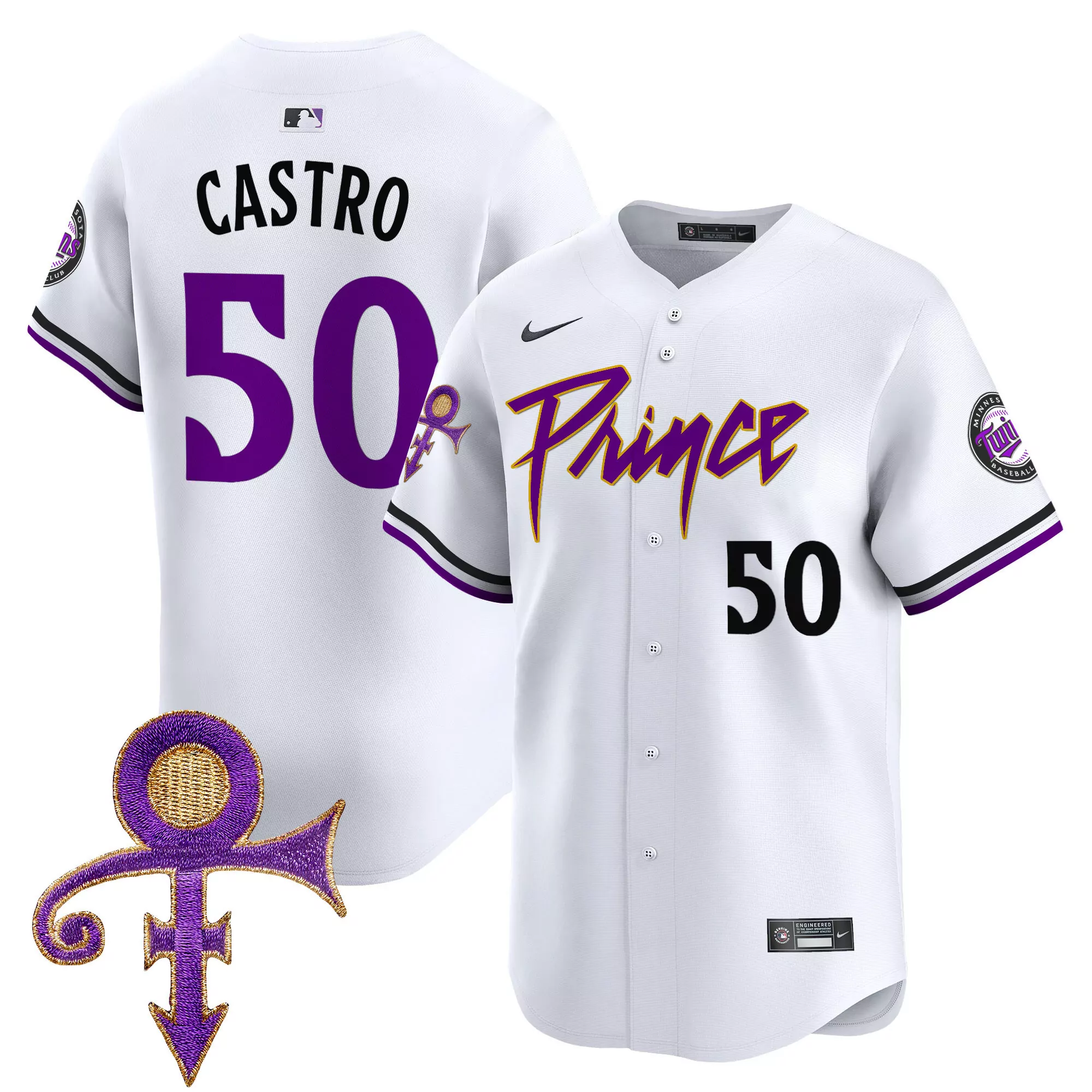 willi castro white mens minnesota twins prince patch vapor premier limited jersey v4 all stitched