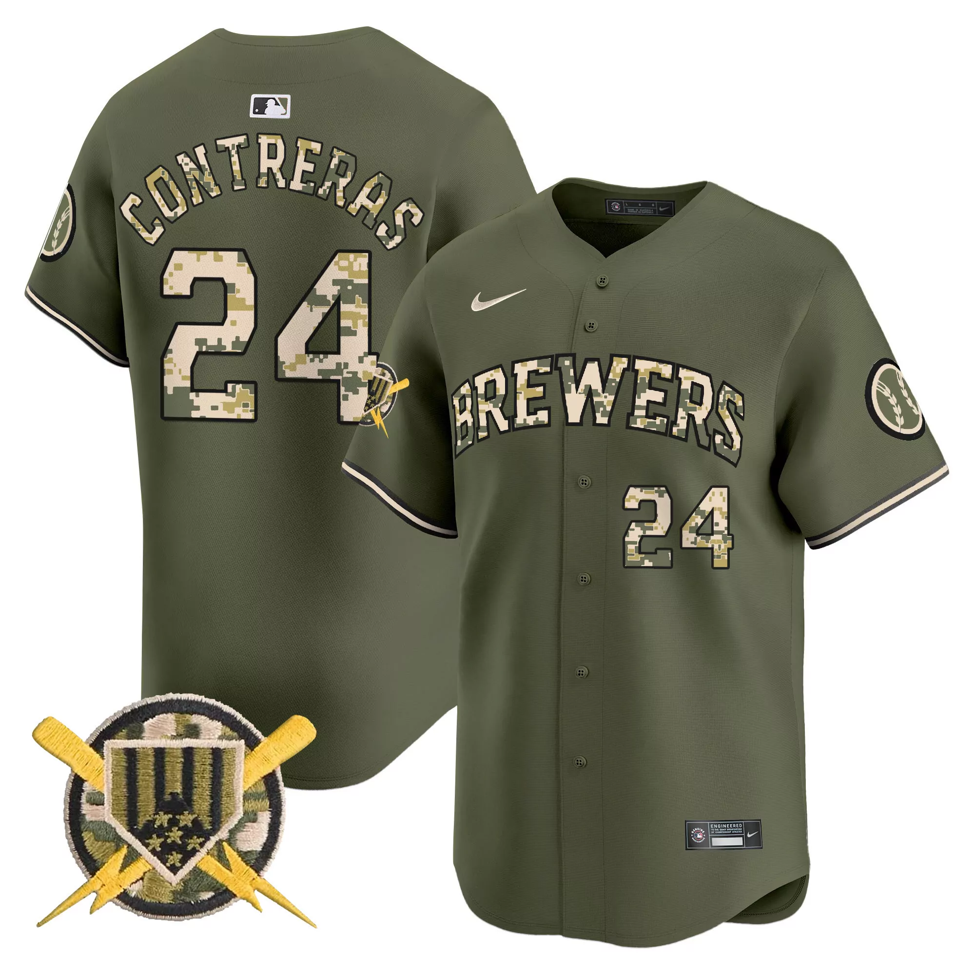 william contreras cream mens milwaukee brewers armed forces day vapor premier limited jersey all stitched