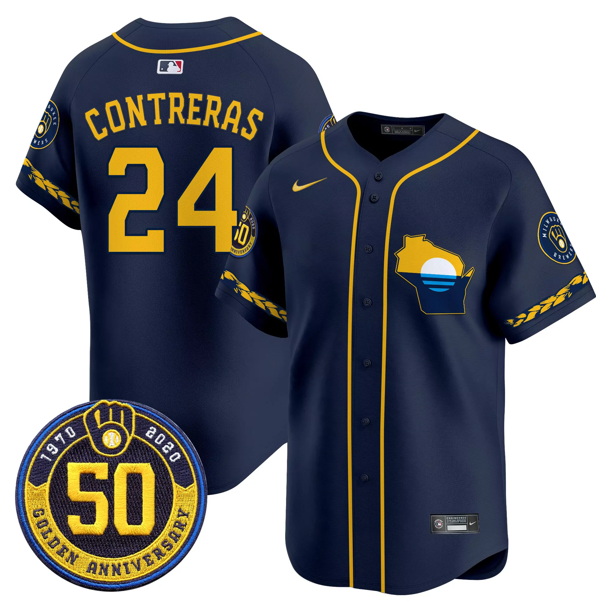 william contreras navy mens milwaukee brewers armed forces day vapor premier limited jersey all stitched