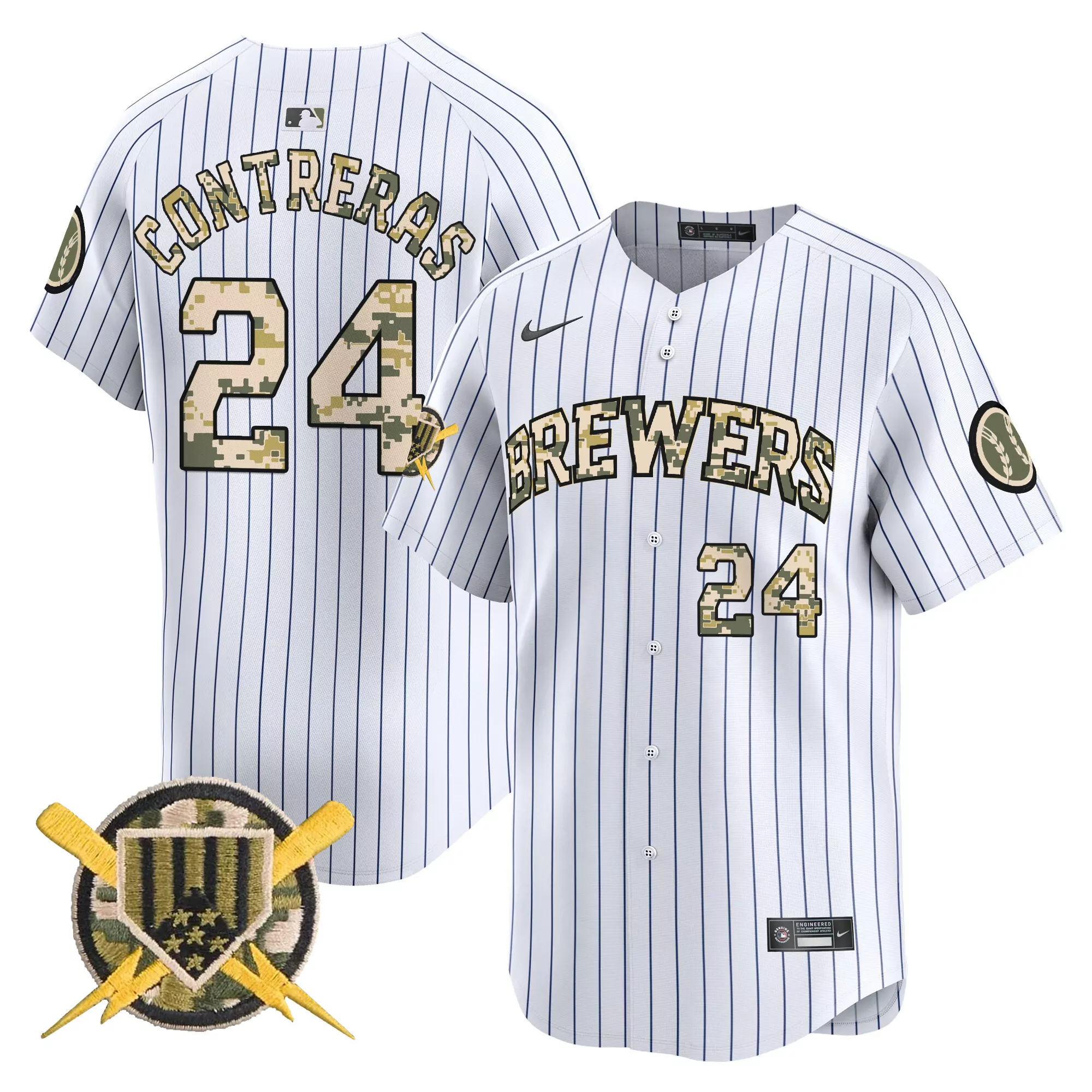 william contreras navy mens milwaukee brewers armed forces day vapor premier limited jersey all stitched